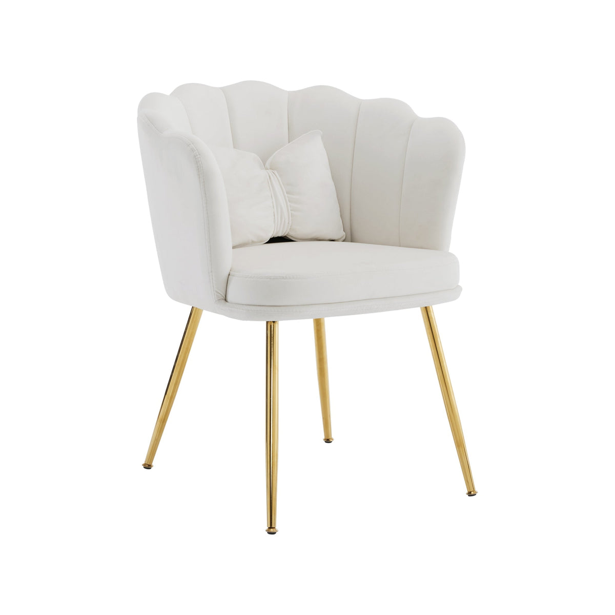 Chairs, Set of 6 Modern Velvet with Petal Backs, Gold Legs