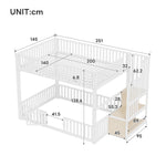 Bunk Bed with Storage Ladder and LED, 140x200cm, White