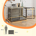 Dog Cage, Kennel, Indoor Pet Crate with Cushion, Large, Gray