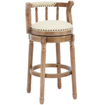 Cow Top Leather Bar Stools 360° Swivel with Backs, Bar/Counter Height - Wooden