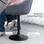 Bar Stool, Height-Adjustable with Backrest and Footrest, Grey Linen Look