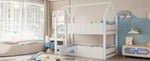 Children's Bunk Bed 90x200cm House Design with Safety Rails - White