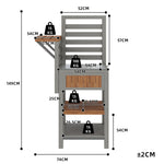 Outdoor Garden Cabinet with Stainless Steel Worktop and Double Shelf, Weatherproof Wood