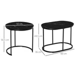 Coffee Tables, Stackable Round Oval MDF & Steel, Black