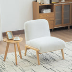 Scandinavian Lounge Chair with Wooden Frame and Soft Chenille Fabric, Ivory