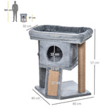 Cat Tree Multi-Level with Cave, Lounge Platform, Play Ball, Light Grey