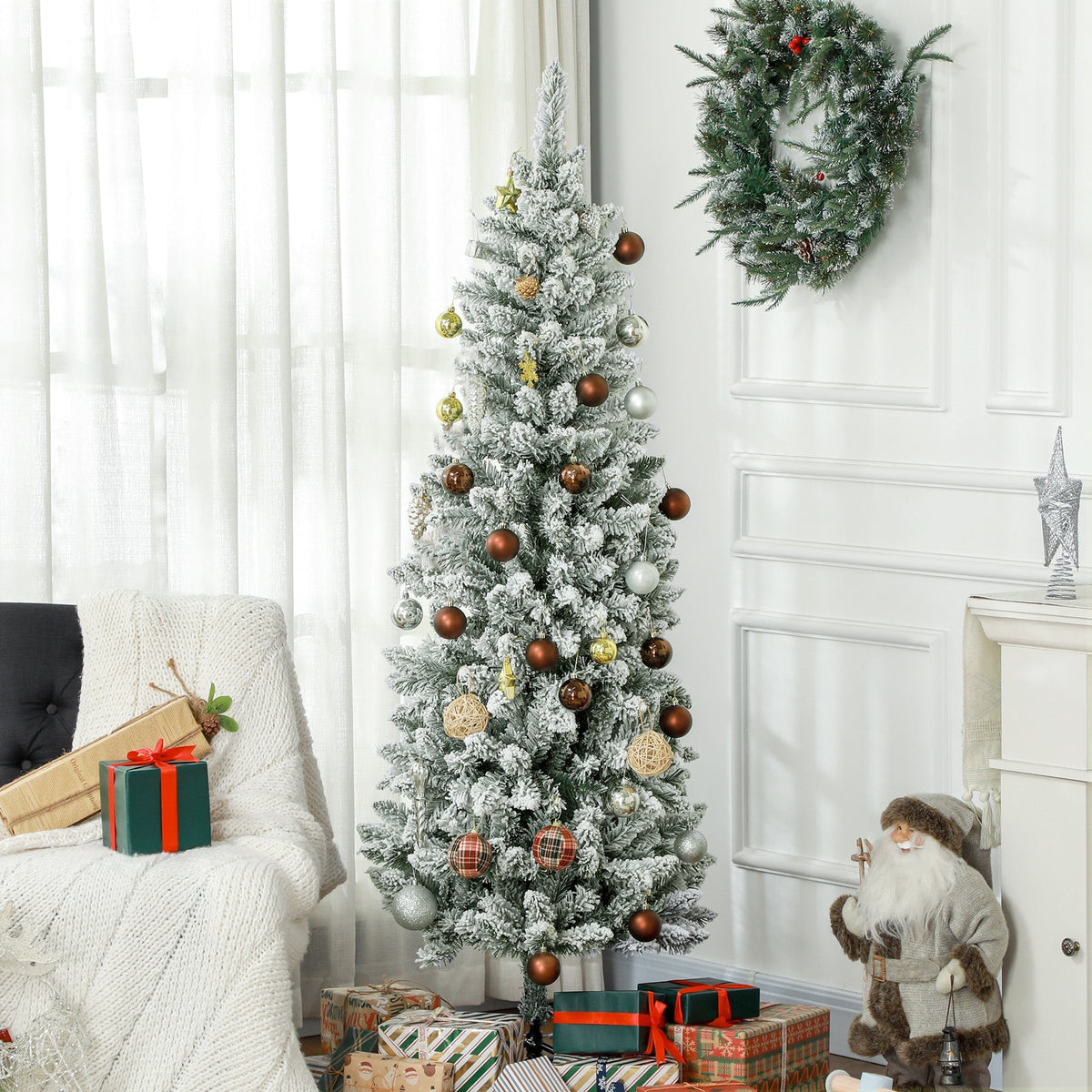 Artificial Christmas Tree, 180 cm with 479 tips and artificial snow, green