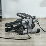 Mini Stepper 2-in-1 with Power Ropes, Up-Down Swing, LCD Display, Gray