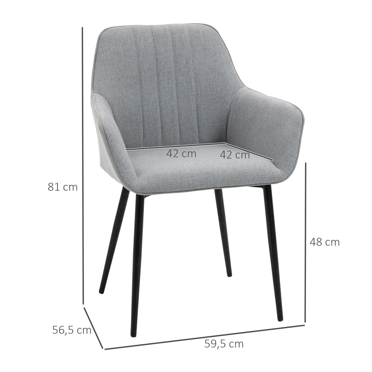 Dining Chairs, Set of 2, Upholstered, Light Grey Linen