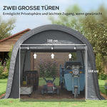 Foil-Lined Garden Shed 3x3m UV/Water-Repellent Two Roller Doors, Steel/PE Grey