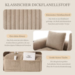 Compact Sofa Modular Side Pocket Cup Holder 3 Cushions - Corduroy Khaki