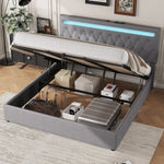 Upholstered Bed 180x200cm Hydraulic Lift Ambient Light USB - Grey