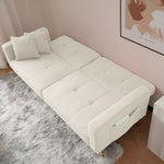 Sofa Bed Adjustable Angle Gold Legs Storage Pockets Fabric