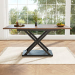 Telescopic Dining Table Extendable 120-160cm Crossed Iron Legs - Walnut