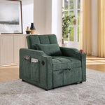 3-in-1 Light Luxury Sofa Bed with Slide-to-Transform Design and USB Charging, Green