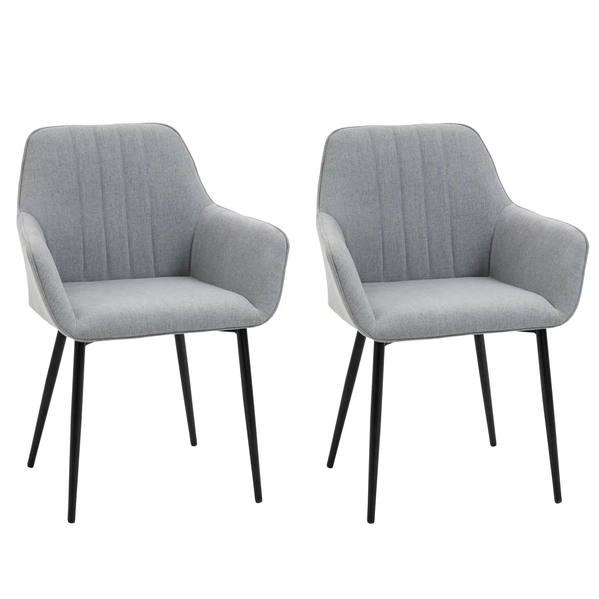 Dining Chairs, Set of 2, Upholstered, Light Grey Linen