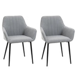 Dining Chairs, Set of 2, Upholstered, Light Grey Linen