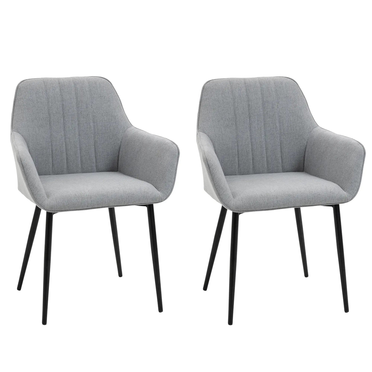 Dining Chairs, Set of 2, Upholstered, Light Grey Linen