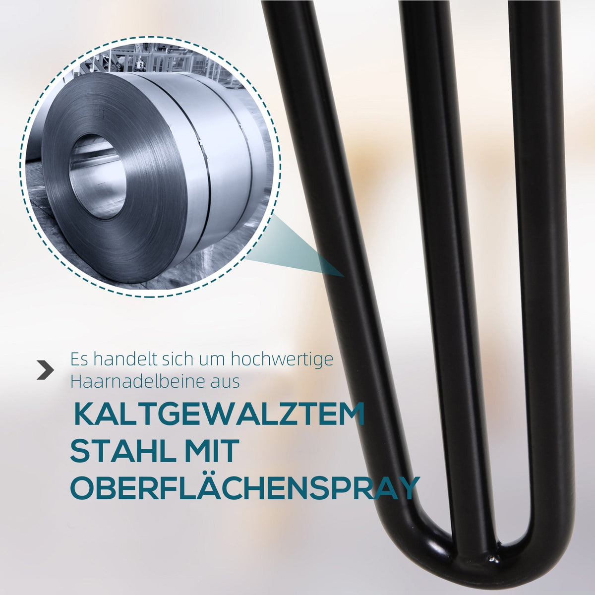 Table Legs, 4 pcs Steel Fork Design, Black