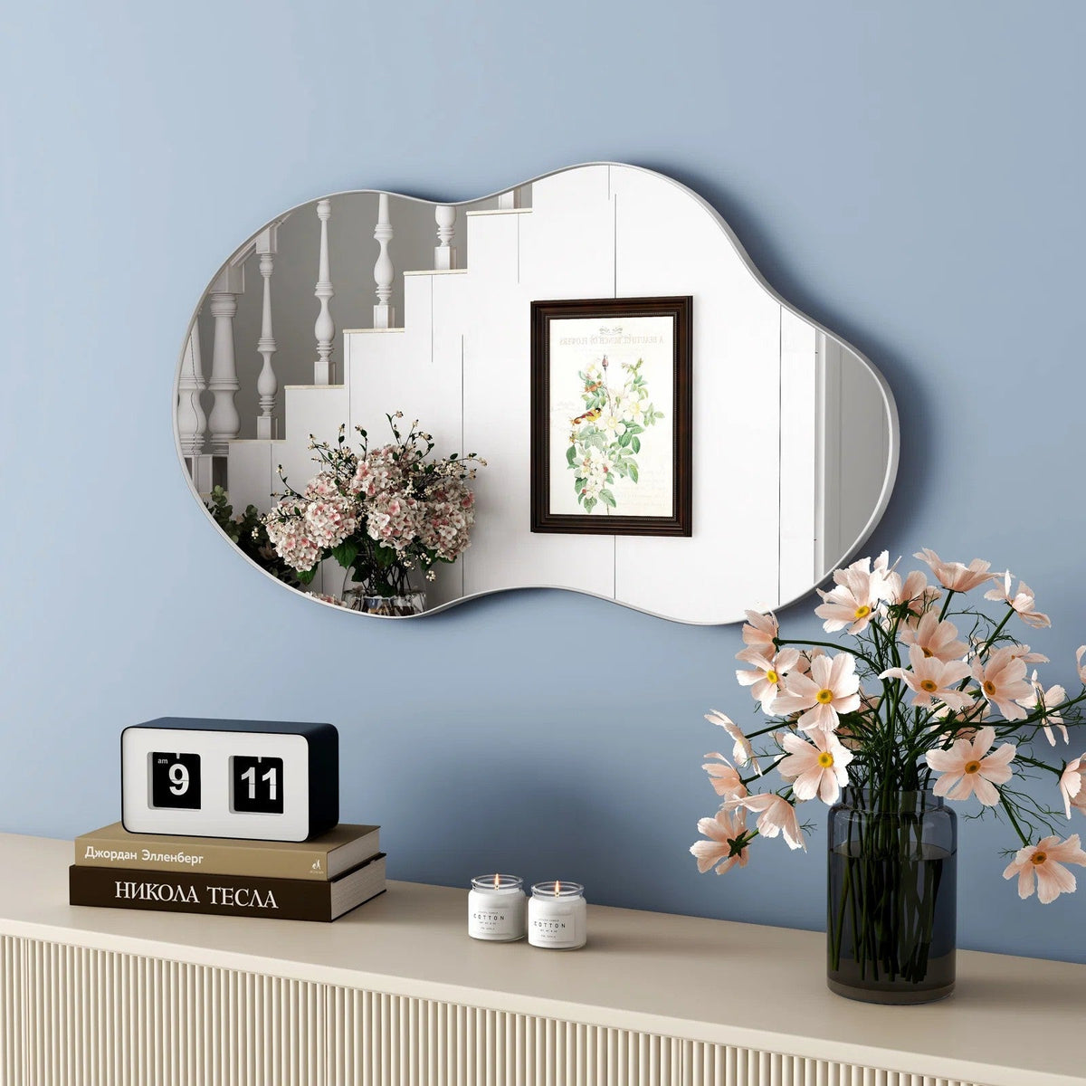 Wall Mirror 43'' Asymmetrical Metal Frame