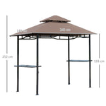 BBQ Gazebo, Garden Tent, Double Roof, Coffee Brown and Black