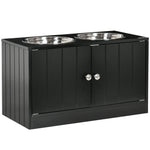 Dog Bowls, Elevated Feeding Station with 2 Stainless Steel Bowls, Black