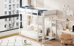 Loft Bed with Storage 90x200cm Solid Pine Wood White