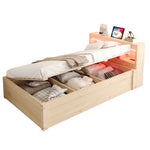 Sofa Bed 90x200cm with LED Light & Storage, Solid Wood