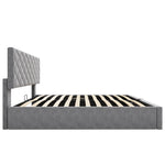 Upholstered Bed with Hydraulic Slatted Frame and Storage, 140x200cm, Grey