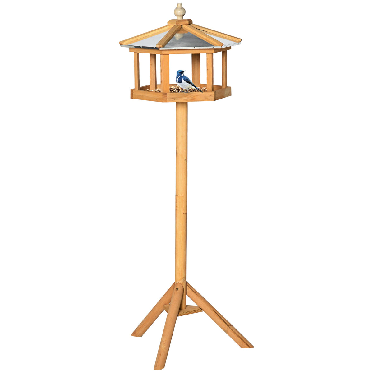 PawHut Birdhouse Bird Villa Feeder with Stand and Zinc Roof
