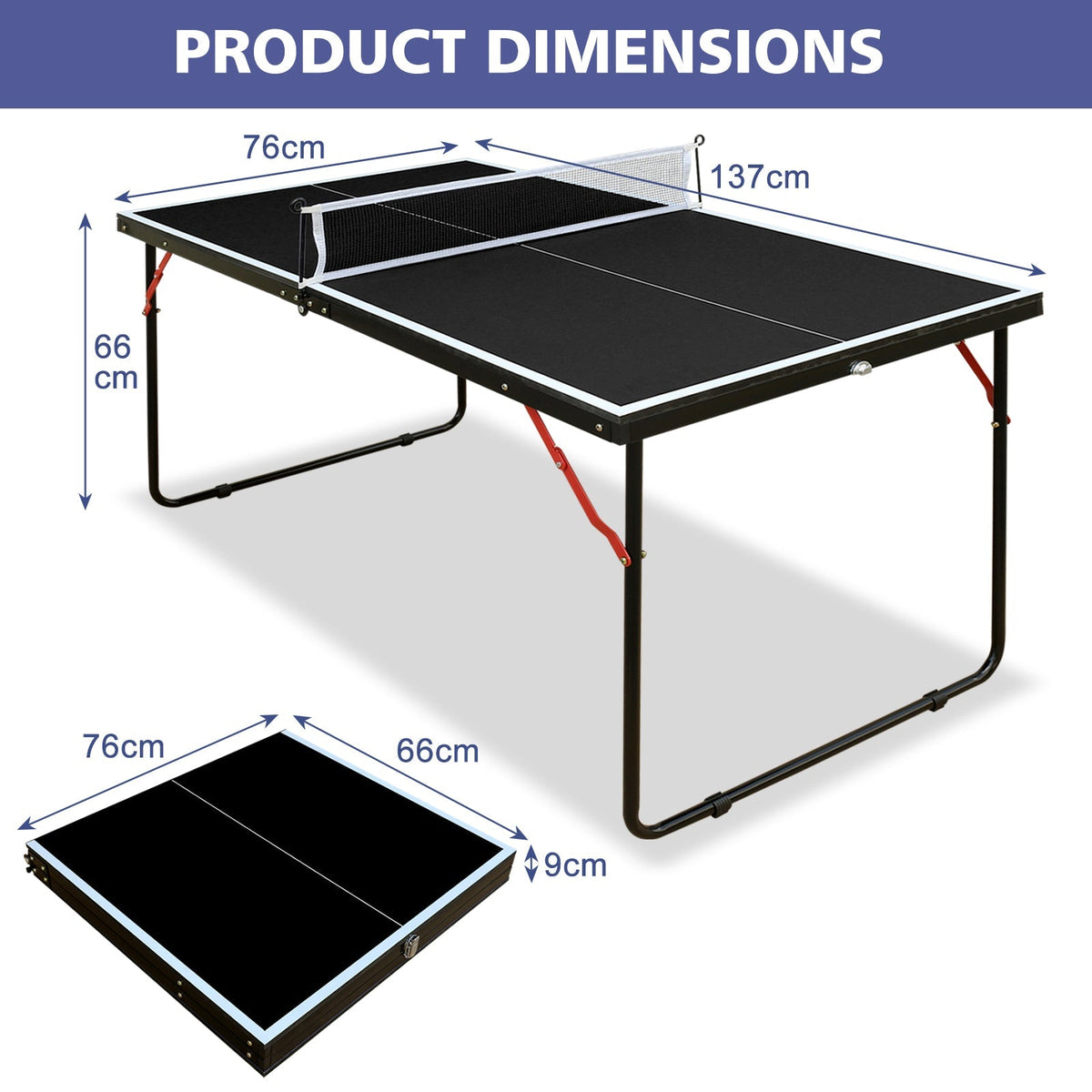 Foldable Table Tennis Table with Net, Paddles and Balls, 4.5FT Portable, Black