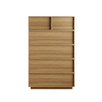 Chest of Drawers with 6 Drawers and Dressing Table, 80x48x127cm, Oak Color Wood