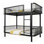 Metal Bunk Bed 90x200 Space-Saving Safety Railing, Black