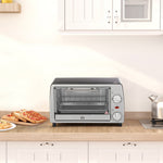 Electric Oven 10L Adjustable Temperature and Timer, 750W, Silver Black