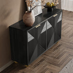 Sideboard with Four Molded Doors and Adjustable Shelves, Metal Handles and Ball-Shaped Legs