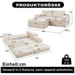 Corduroy 2-in-1 Sofa Bed with Two Pillows, Removable Footstool and Modular Design, Corduroy