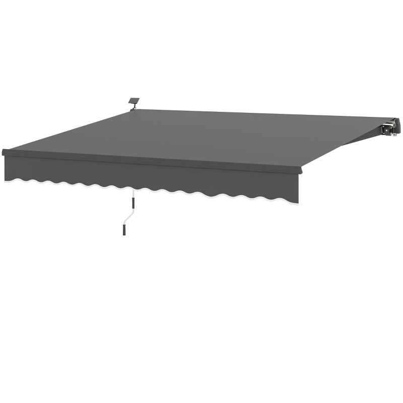 Clamp Awning, Hand Crank Solar Light Articulated Arm UV 50+ 400cm, Gray