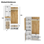 Wardrobe Set | 6-Hook Mirror Shoe Cabinet Bench | 16-Color LED Lighting