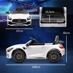 Electric Ride-On Car, Mercedes 3-5 km/h, Remote Control, White