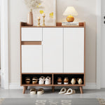 Chest of drawers with adjustable shelves, minimalist home organizer with solid wood legs