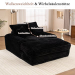 Luxury Cord Sofa, Multifunctional Sofa Bed, No Assembly, Black