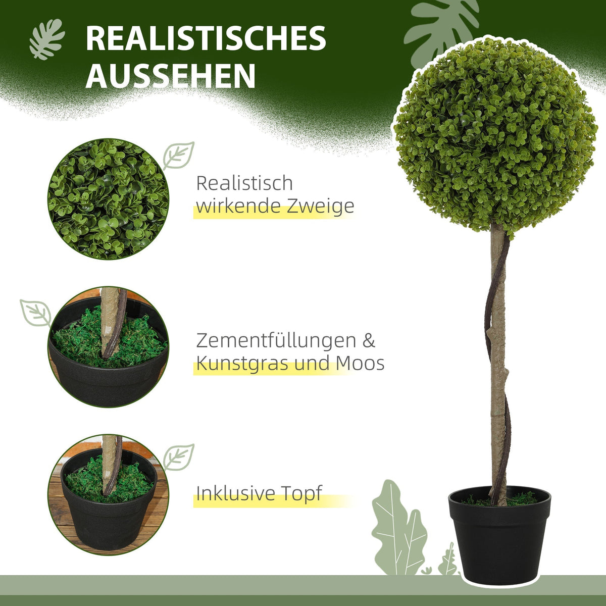 Artificial Eucalyptus, 90 cm Indoor Plant in Pot, Green