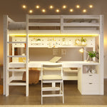 Loft Bed with Desk and Drawers, 90x200 & 140x200 cm, Pine Wood