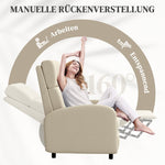 Relaxing Armchair Recliner with Footrest, 120kg, Cream White Linen