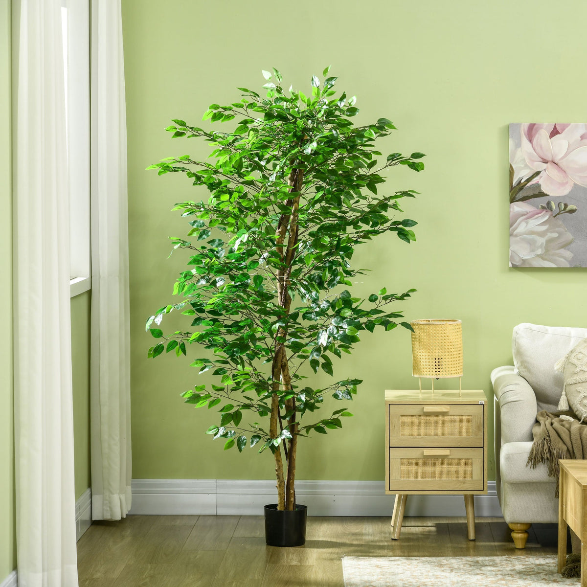 Artificial Ficus Tree, Realistic, Easy-Care, 180cm, Green
