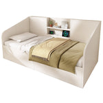 Hydraulic Daybed 90x190cm Storage USB/Type-C Charging 2 Shelves - White Wood