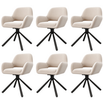 Dining Room Set with Extendable Table, 6 Velvet Chairs and Storage, White