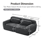 2-seater Sofa Frameless Modular Design Plush Fabric Grey