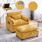 Armchair, Oversized with Footrest & Stool, Velvet