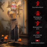 Scary Doll Halloween Decoration, Movable Head, Red Eyes, Battery Operated